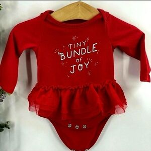 NWT Baby Cat & Jack "Tiny Bundle of Joy" Red Tutu Onsie One Piece Christmas Xmas